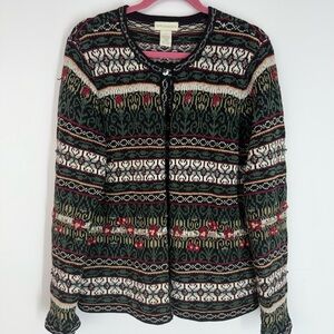 Vintage Appleseeds Sweater L Fair Isle Cottagecore Floral Holiday Soft